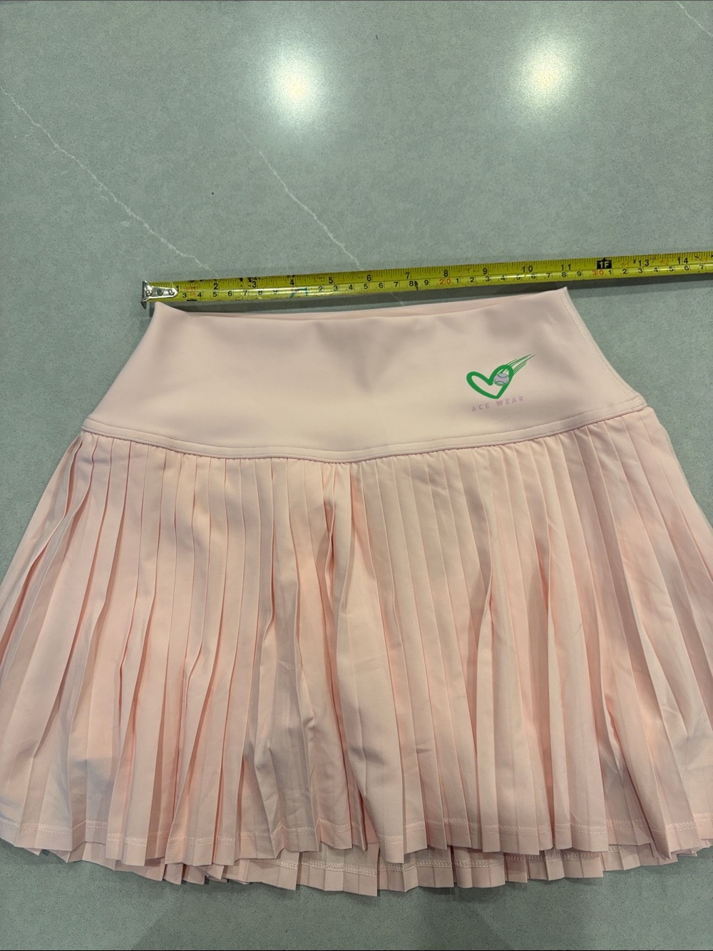Light Pink Pleated Tennis Skirt with High Waist - Heart Logo